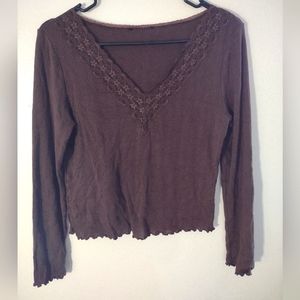 Brown lace crop top